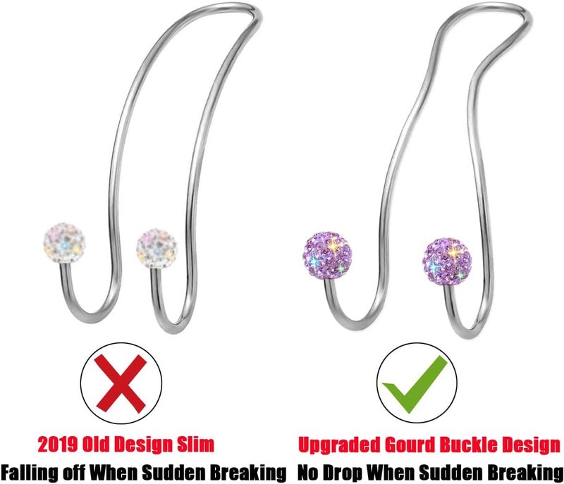 MTGOCHA Bling Purse Hook for Car Headrest, Upgraded Cute Car Seat Hooks for Bag Handbag, Durable Stainless Auto Purse Hanger Holder 2 Pack, Light Purple - Image 5